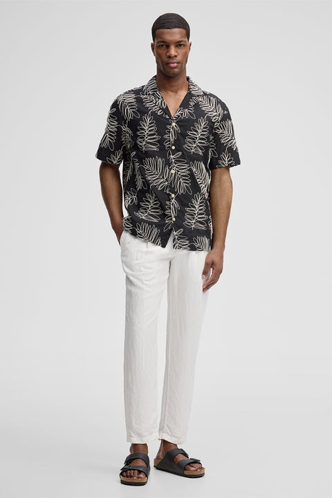 Strellson Black Pattered Short Sleeve Camp Collar Shirt - Cotton, Polyester, Regular Fit - Alternate View