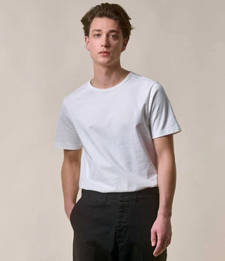 Merz b. Schwanen White 215 Loopwheeled Midweight T-Shirt - Cotton, Jersey, Knit, Made In Germany - Alternate View