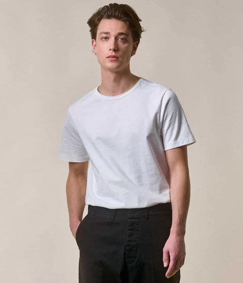 Merz b. Schwanen White 215 Loopwheeled Midweight T-Shirt - Cotton, Jersey, Knit, Made In Germany - Alternate View