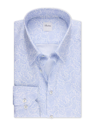 Stenstroms Light Blue Paisley Twill Dress Shirt 1