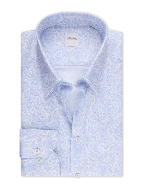 Stenstroms Light Blue Paisley Twill Dress Shirt 1