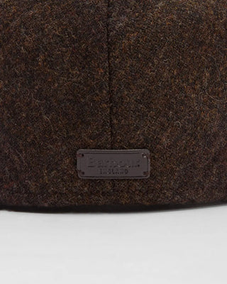 Barbour Brown Deveron Tweed Flat Cap - Wool, Tweed, Polyester, Satin, Made In England - Back View