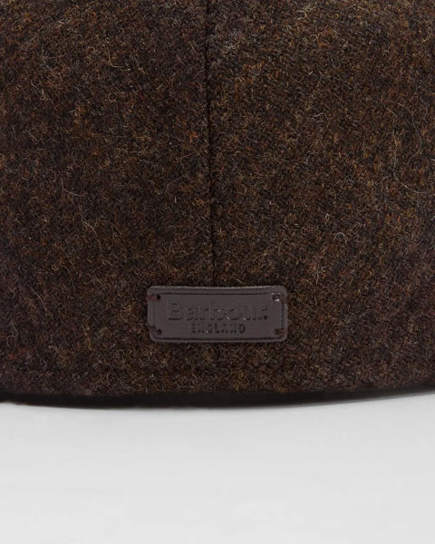 Barbour Brown Deveron Tweed Flat Cap - Wool, Tweed, Polyester, Satin, Made In England - Back View