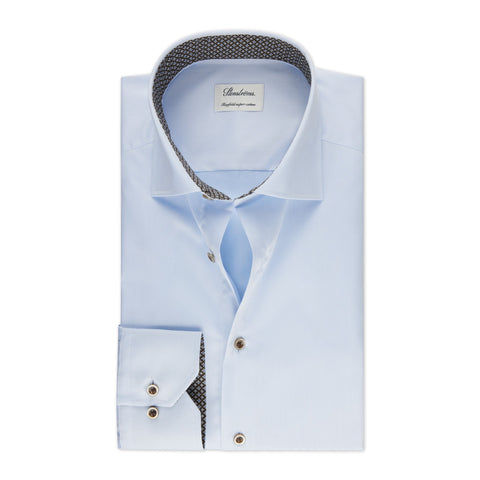 Stenstrom Light Blue Contrast Twill Shirt 1