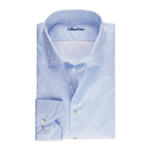 Stenstrom Light Blue Houndstooth Twill Shirt 1