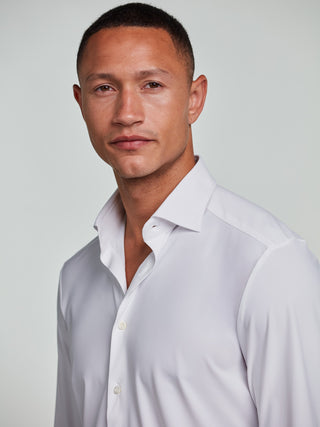 Stenstroms White Jersey Stretch Shirt cuff and button detail