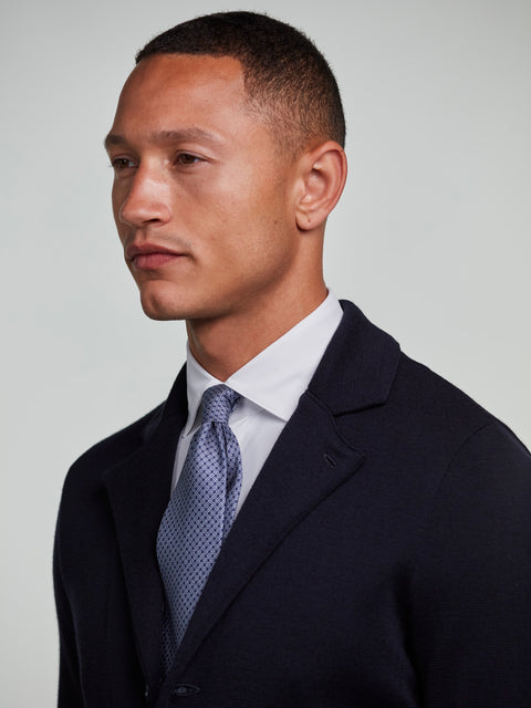 Stenstroms White Jersey Stretch Shirt full-length lifestyle view in Slimline fit