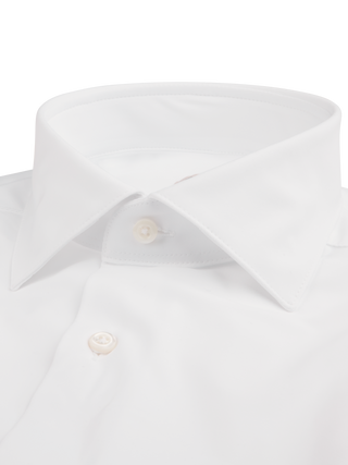 Stenstroms White Jersey Stretch Shirt alternate front view in Slimline fit