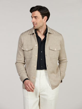 Stenstroms Black Jersey Stretch Shirt front placket detail with mother-of-pearl buttons