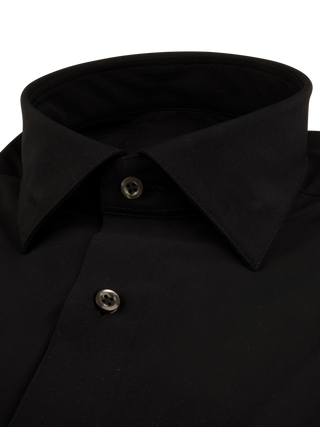 Stenstroms Black Jersey Stretch Shirt alternate front view in Slimline fit