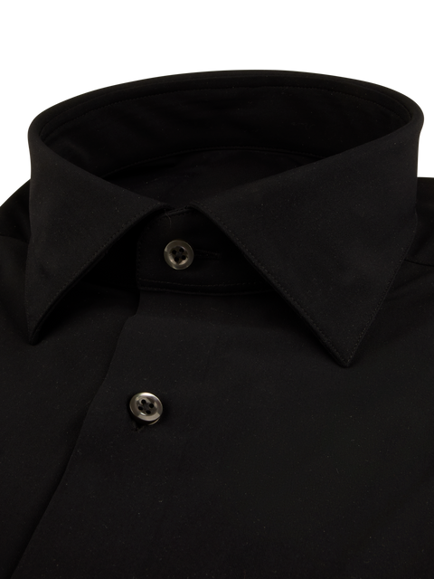 Stenstroms Black Jersey Stretch Shirt alternate front view in Slimline fit
