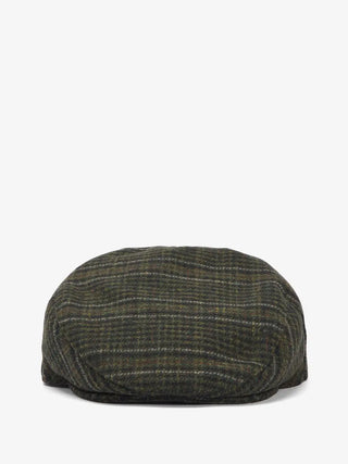 Barbour Olive Check Wilkin Flat Cap - Wool, Cotton, Tweed, Made In England - Alternate View