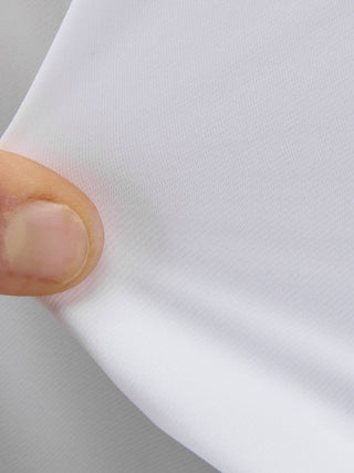 White Xacus 11460 Active Stretch Dress Shirt rounded cuff and piped sleeve placket detail