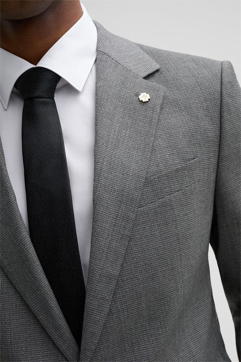 Strellson Textured Grey Caiden-Melwin Suit - Wool, Polyester, Viscose, Slim Fit - Back View