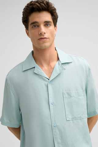 Strellson Mint Cisco Short Sleeve Button Up Shirt - Linen, Lyocell - Detail View