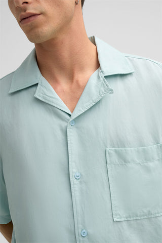 Strellson Mint Cisco Short Sleeve Button Up Shirt - Linen, Lyocell - Back View