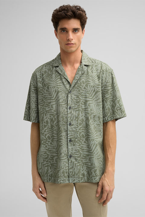 Strellson Olive Floral Short Sleeve Button Up Shirt - Cotton, Denim - Alternate View