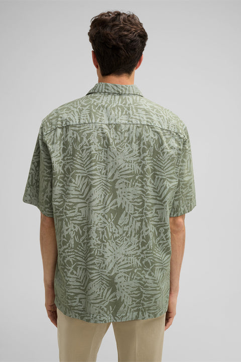 Strellson Olive Floral Short Sleeve Button Up Shirt - Cotton, Denim - View 5