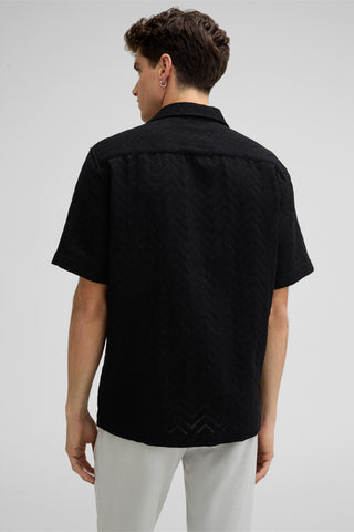 Strellson Black Cliro Knitted Button Up Shirt - Cotton, Polyester, Regular Fit - View 5