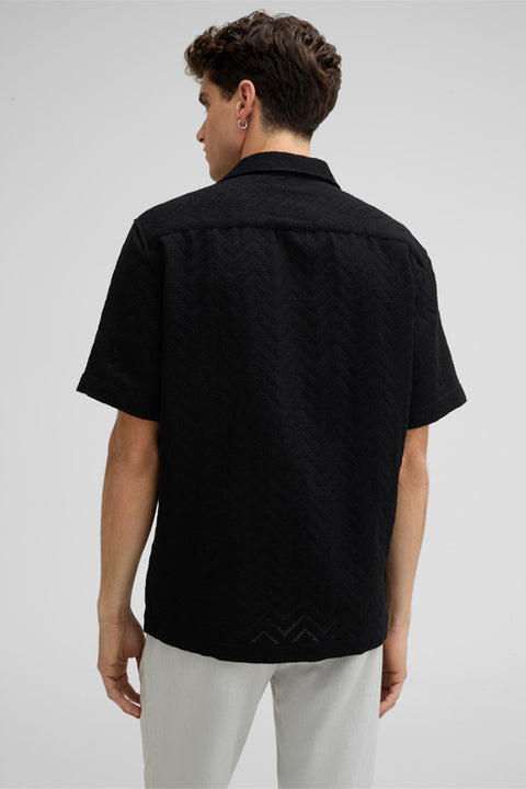 Strellson Black Cliro Knitted Button Up Shirt - Cotton, Polyester, Regular Fit - View 5