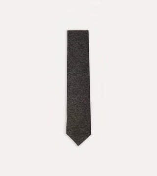 Drake's Charcoal Pure Cashmere Solid Hand Rolled Tie 1