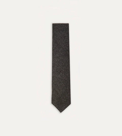 Drake's Charcoal Pure Cashmere Solid Hand Rolled Tie 1