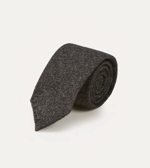 Drake's Charcoal Pure Cashmere Solid Hand Rolled Tie 2