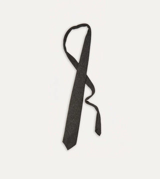 Drake's Charcoal Pure Cashmere Solid Hand Rolled Tie 4