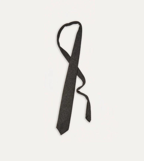 Drake's Charcoal Pure Cashmere Solid Hand Rolled Tie 4