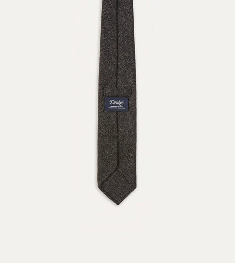 Drake's Charcoal Pure Cashmere Solid Hand Rolled Tie 3
