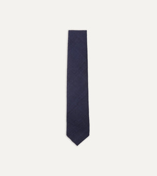Drake's Navy Silk Tussah Tie — front