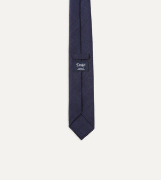 Drake's Navy Silk Tussah Tie — tipping detail