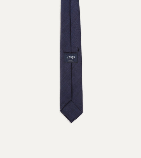 Drake's Navy Silk Tussah Tie — tipping detail