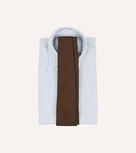 Drake's Brown Hand Rolled Large Knot Grenadine Tie 2