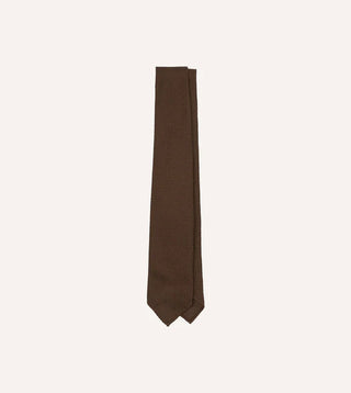 Drake's Brown Hand Rolled Large Knot Grenadine Tie 1