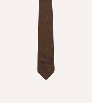 Drake's Brown Hand Rolled Large Knot Grenadine Tie 3