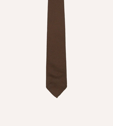 Drake's Brown Hand Rolled Large Knot Grenadine Tie 3