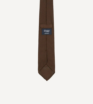 Drake's Brown Hand Rolled Large Knot Grenadine Tie 4