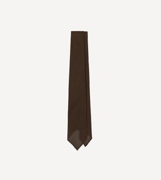 Drake's Brown Fine Woven Grenadine Silk Hand Rolled Tie 1