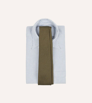 Drake's Khaki Green Fine Woven Grenadine Silk Hand Rolled Tie 2