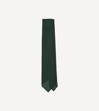 Drake's Green Fine Woven Grenadine Silk Hand Rolled Tie 1