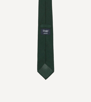 Drake's Green Fine Woven Grenadine Silk Hand Rolled Tie 3