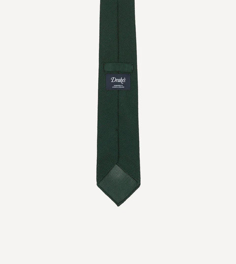 Drake's Green Fine Woven Grenadine Silk Hand Rolled Tie 3