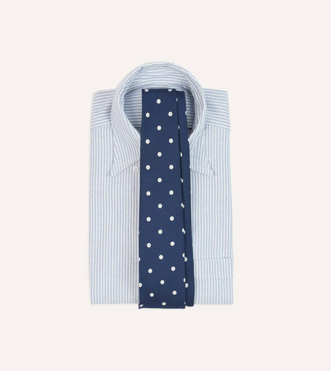 Drake's Navy Polka Dot Silk Self-Tipped Tie 2