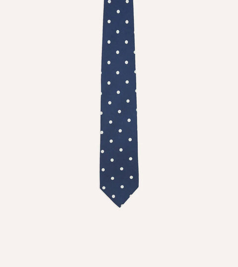 Drake's Navy Polka Dot Silk Self-Tipped Tie 3