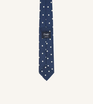 Drake's Navy Polka Dot Silk Self-Tipped Tie 4