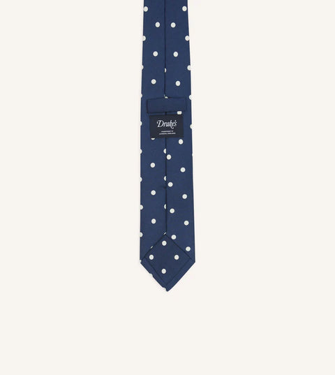 Drake's Navy Polka Dot Silk Self-Tipped Tie 4