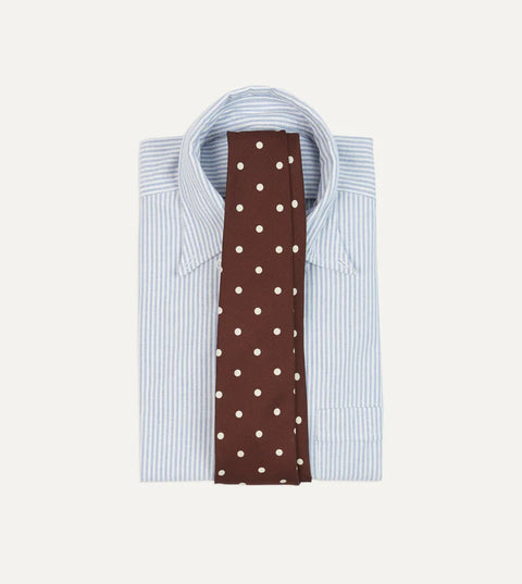 Drake's Brown Polka Dot Silk Self-Tipped Tie 2