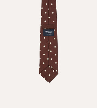 Drake's Brown Polka Dot Silk Self-Tipped Tie 4
