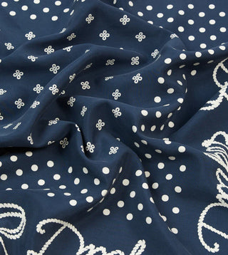 Drake's Navy Rope Border Print Silk Bandana 2